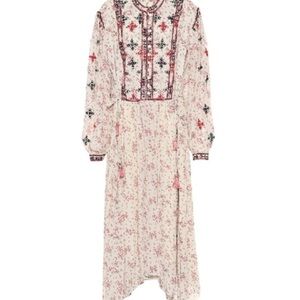 Isabel Marant Cream and Red Floral High Low Dress